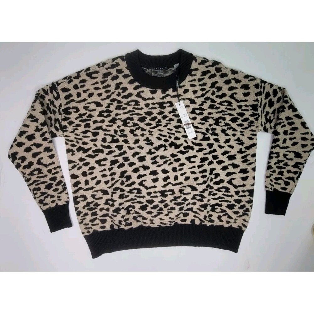 Tahari Women's NWT Crewneck Leopard Print Long Sleeve Sweater Size  XS